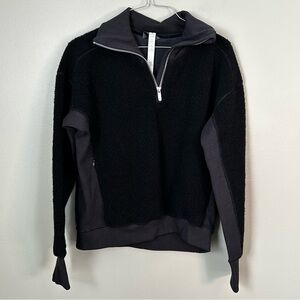 Lululemon stand out sherpa half zip pullover‎ size 4 black zip up sweater womens